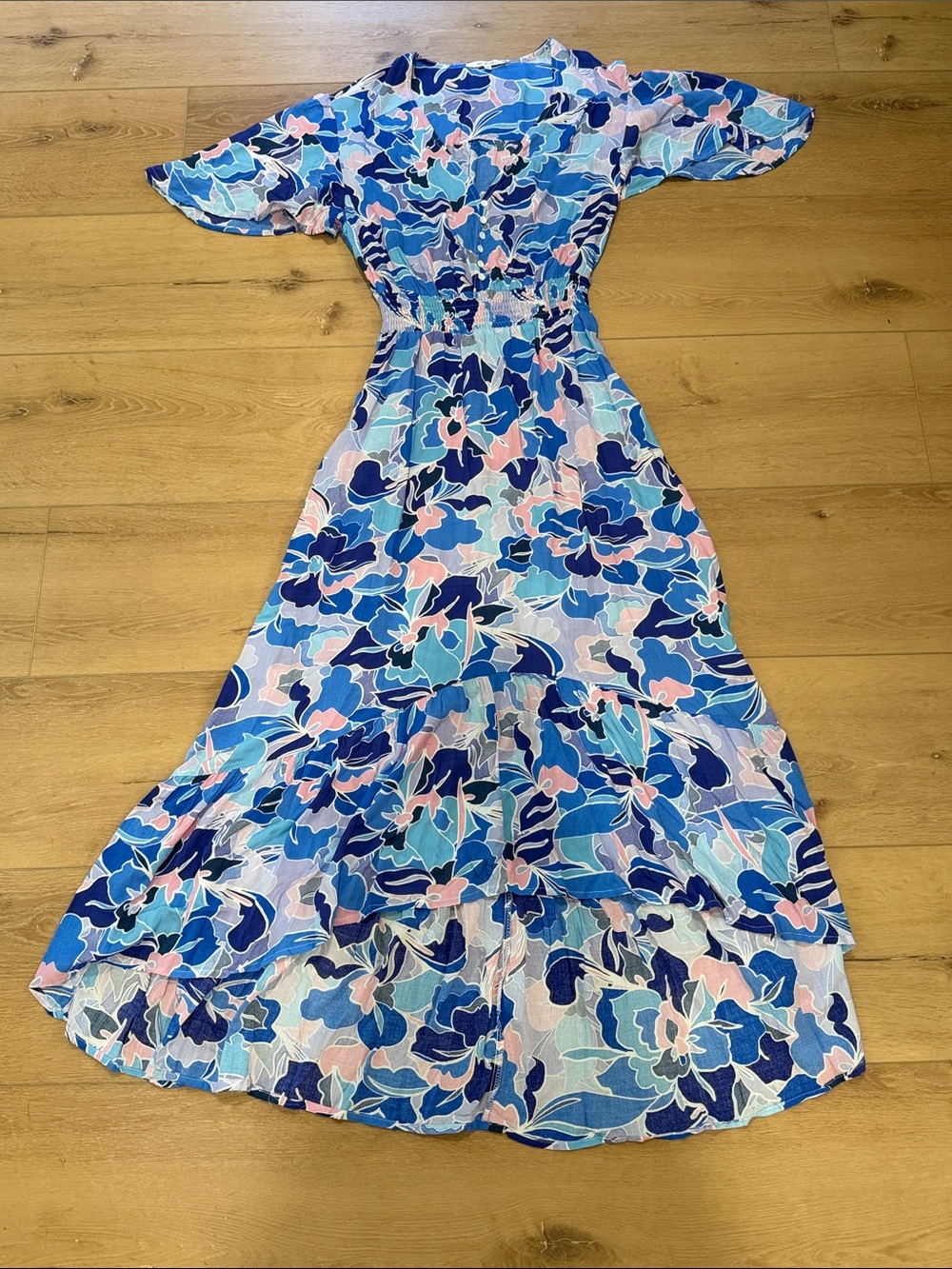 NWT Abel the Label Blue, Pink & Purple Floral Maxi Dress
